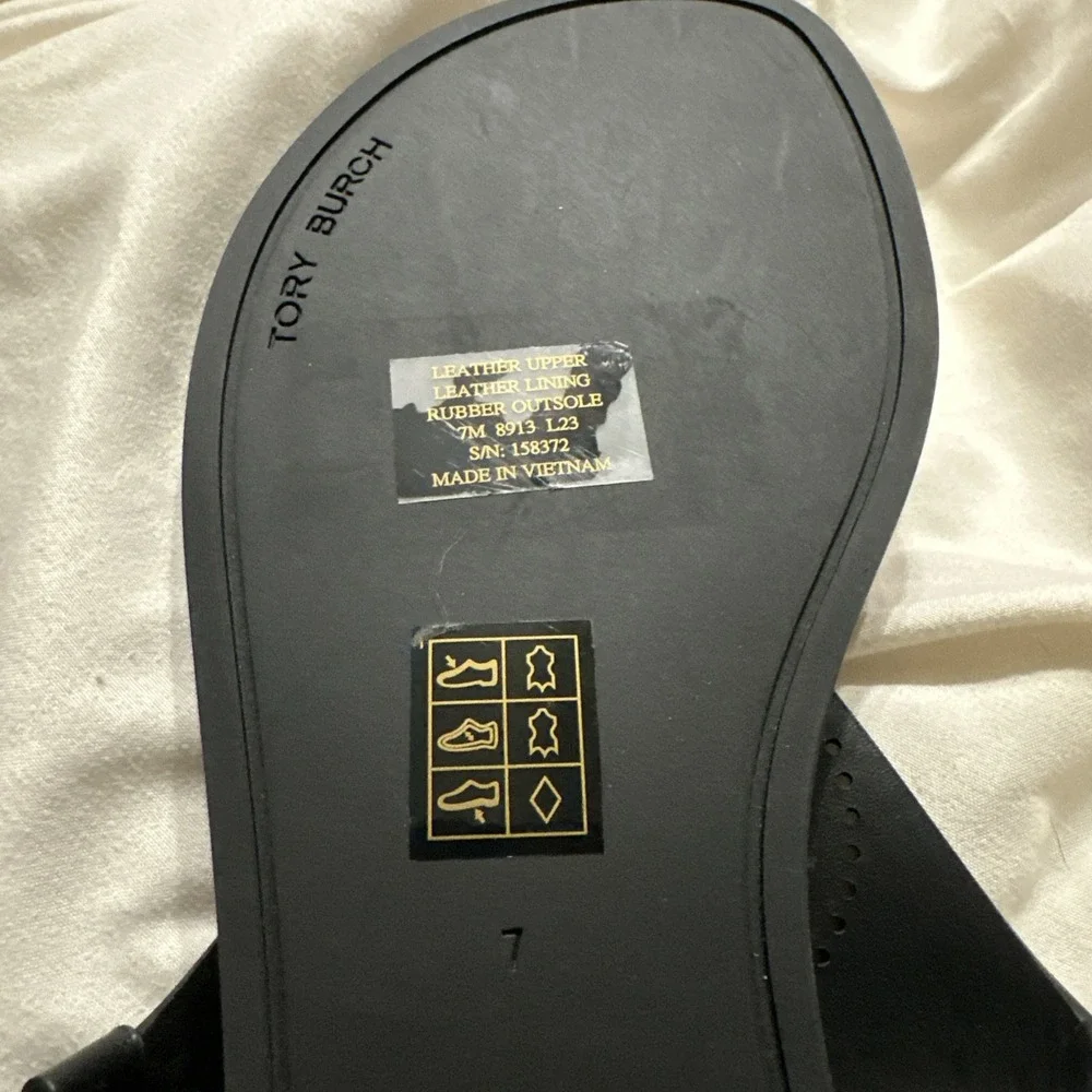 Tory Burch Capri Perf Sandal Thong Leather Perfect Black Size‎ 7 NWOB